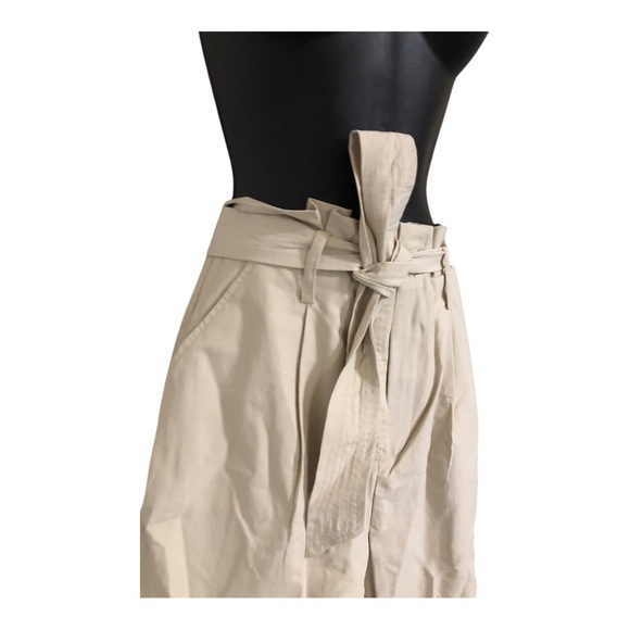 DKNY Jeans LIGHT CITY KHAKI HIGH WAIST PAPER BAG PANT WITH SELF BELT size medium - Picture 1 of 14